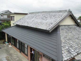 静岡県袋井市　和瓦　軽量金属屋根　部分葺き替え