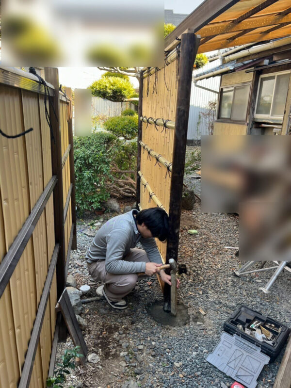 焼津市_D様_フェンス設置_施工中