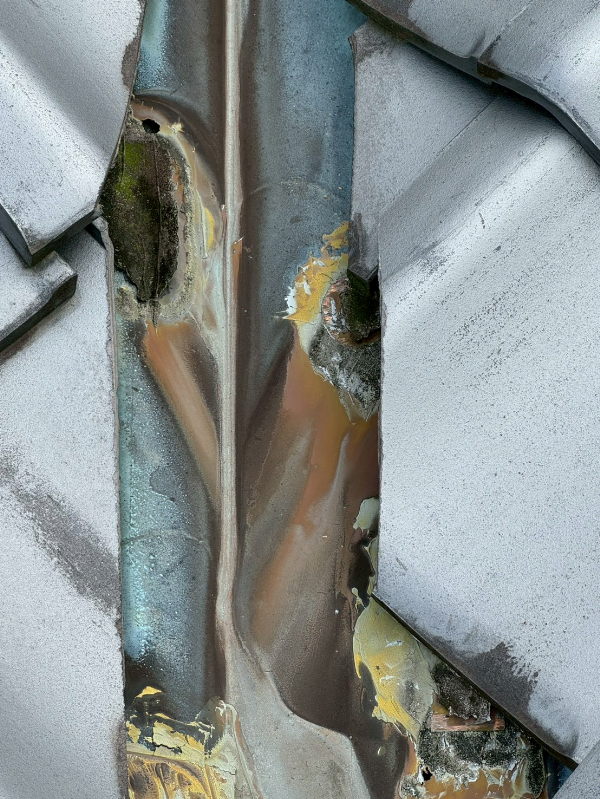 藤枝市M様_施工前谷板金穴