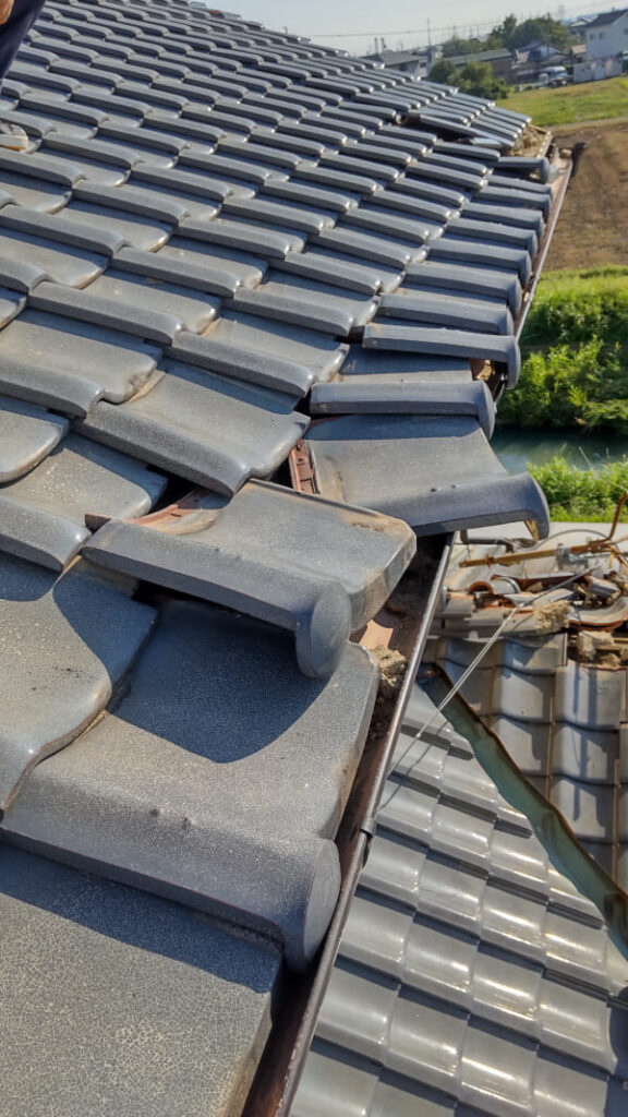 静岡県焼津市_瓦屋根復旧_施工前